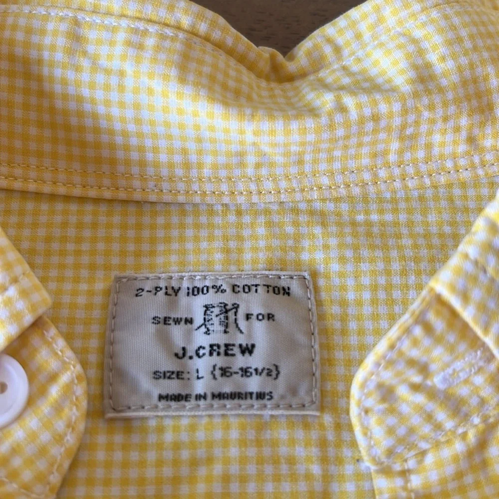 Men’s j.Crew, dress shirt, yellow and white, size large, neck 16-16.5